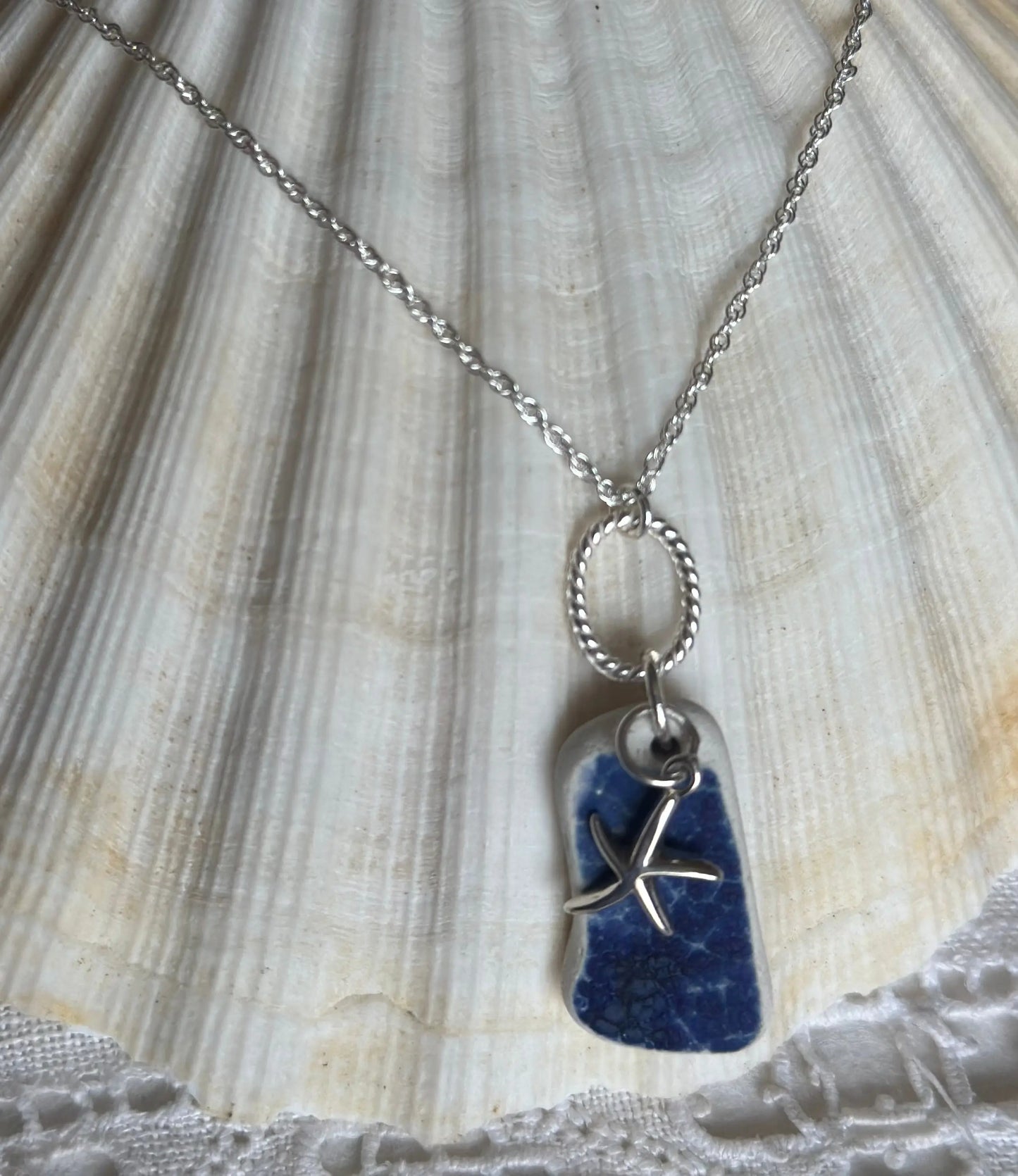 SOLD OUT- Sea Pottery with Starfish Charm in Sterling Silver The Big Little Shop