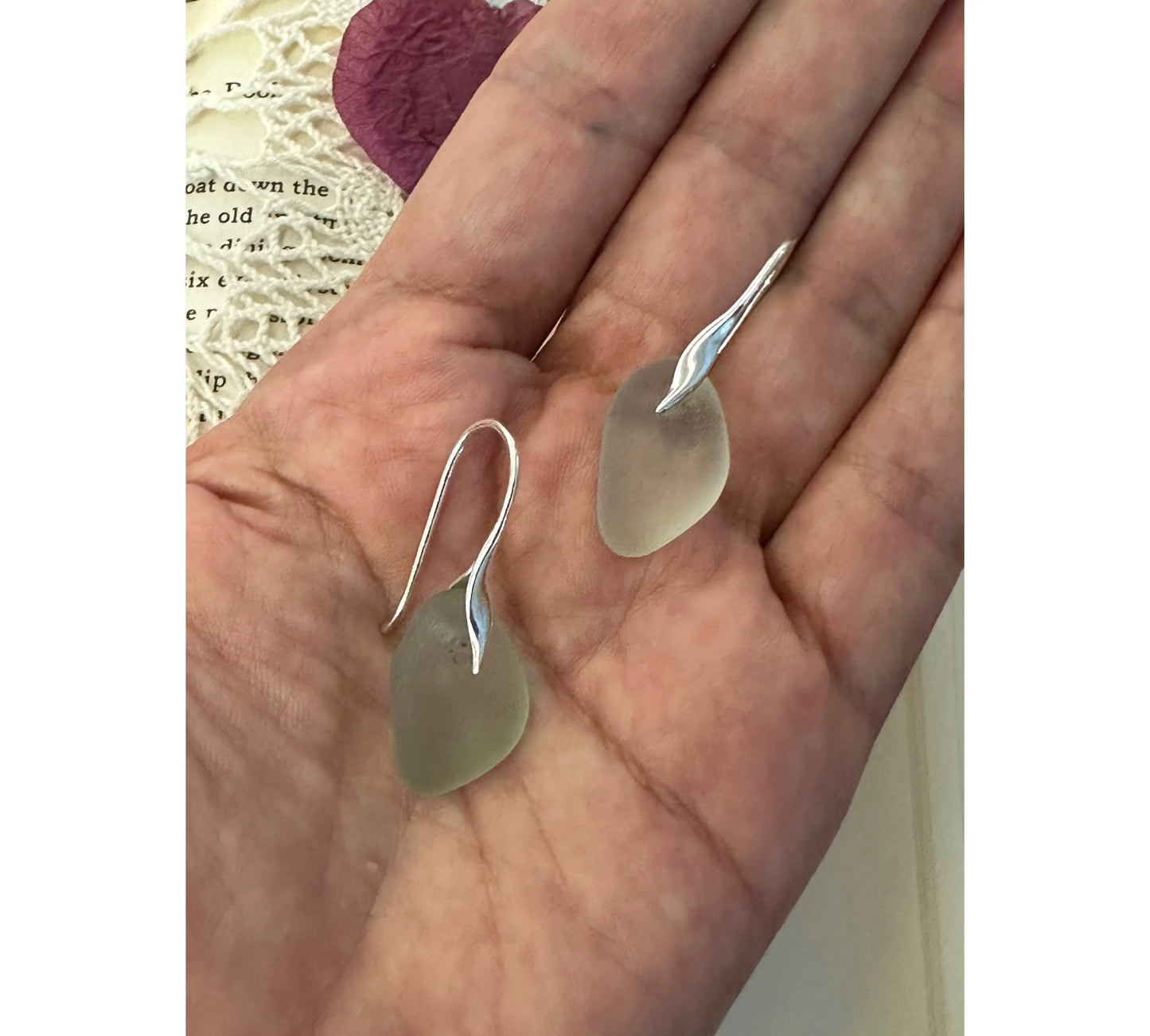 Sea Glass Silver Earrings The Big Little Shop