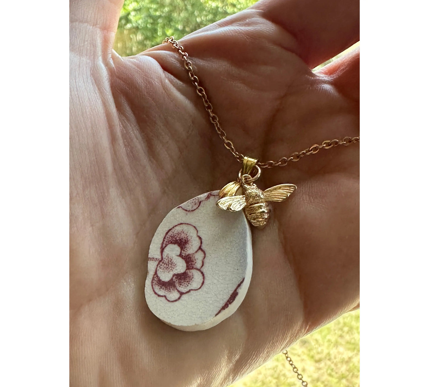 Handmade Sea Pottery Necklace Gold-plated