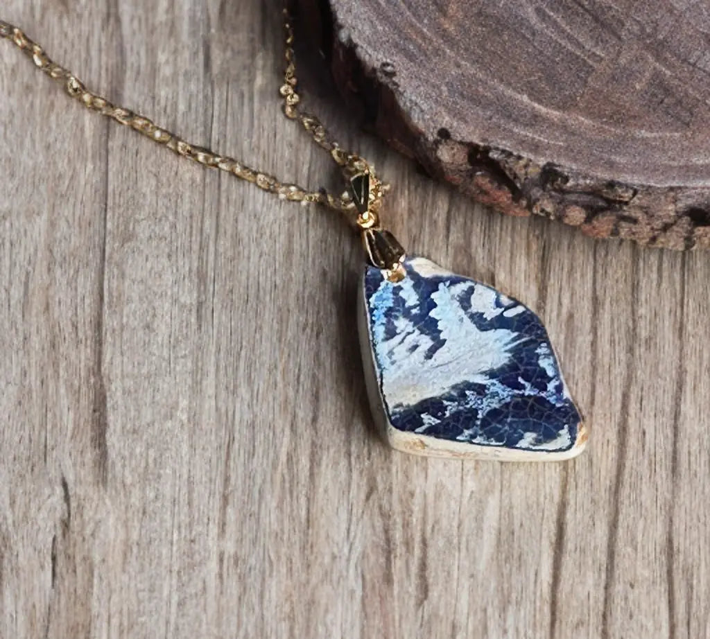 Handmade Sea Pottery Gold-plated Necklace Sustainable Jewelry by The Big Little Shop in Dubai