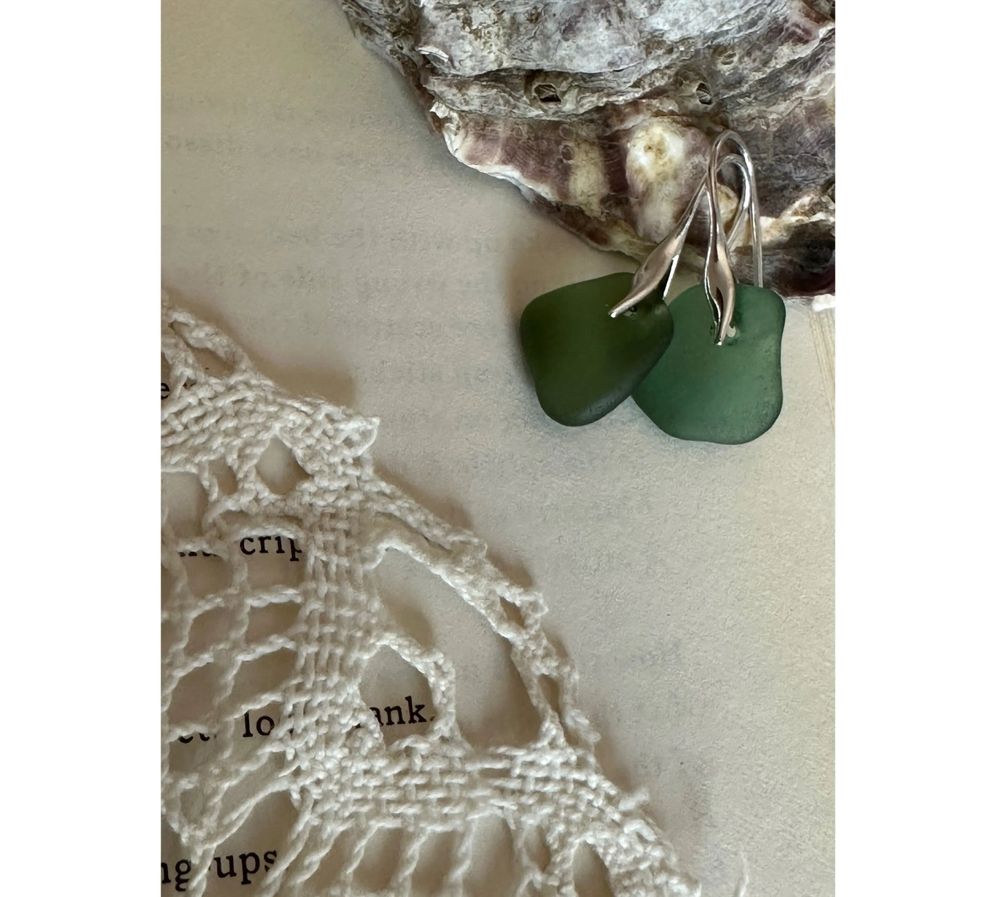 Sea Glass Silver Earrings (Design 2) The Big Little Shop