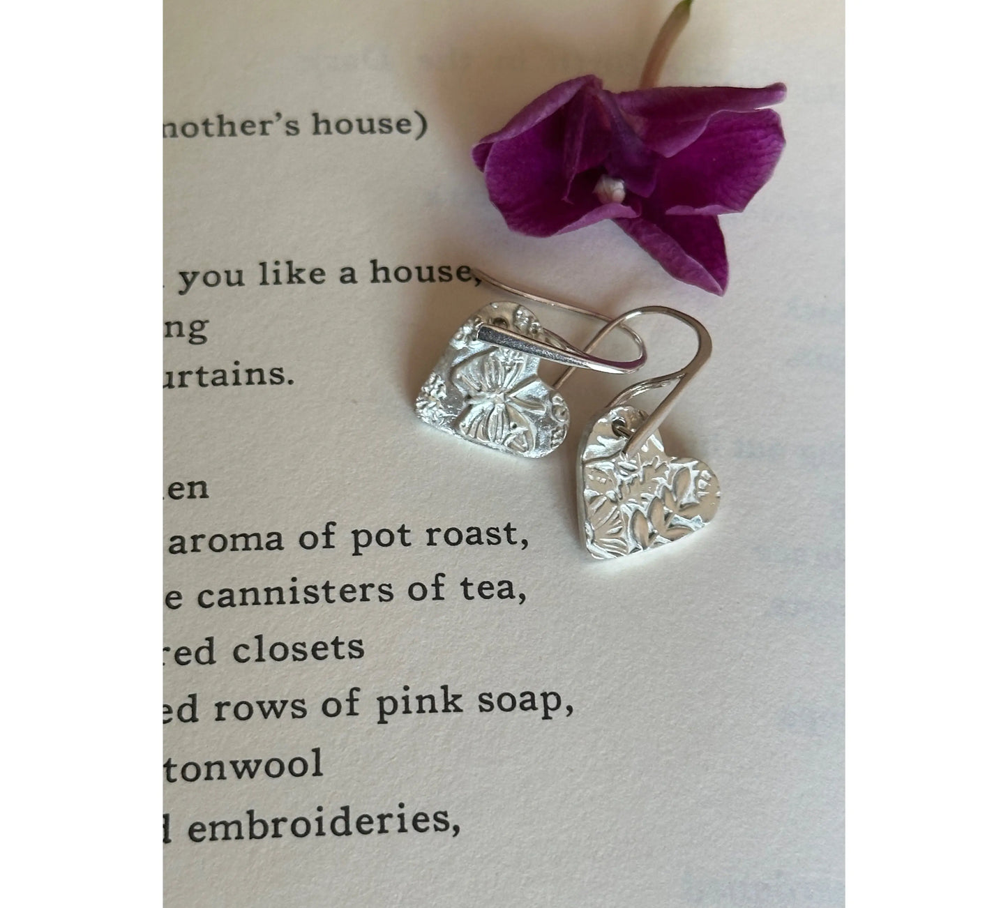 Handmade Textured Hearts Silver Earrings The Big Little Shop in Dubai