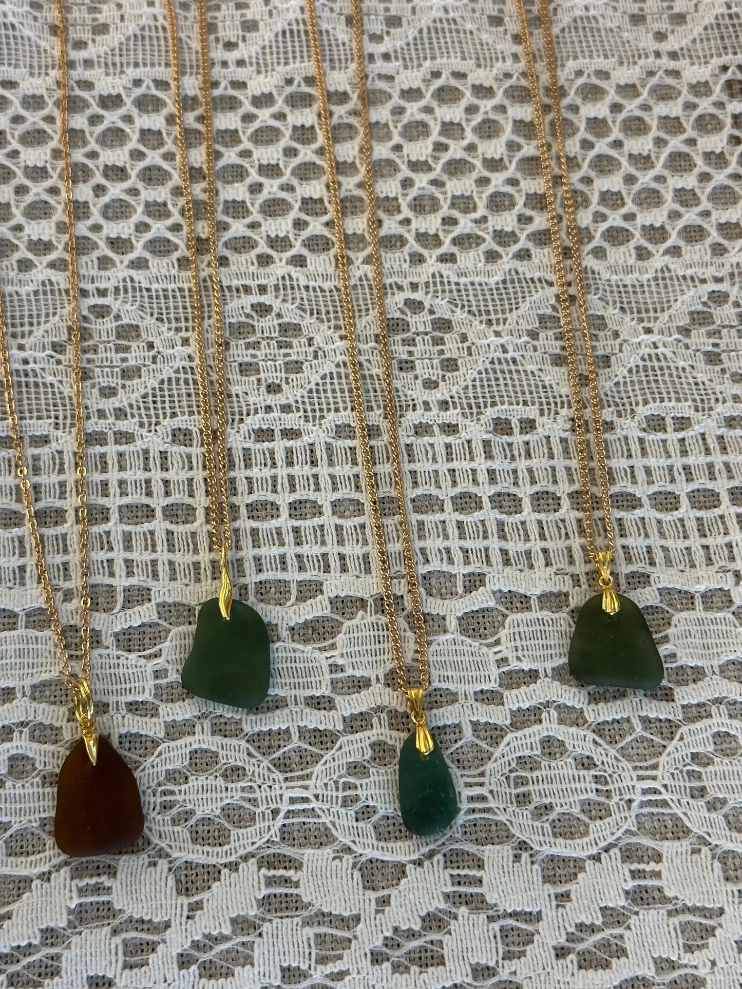 Green Sea Glass Gold-plated Necklace The Big Little Shop