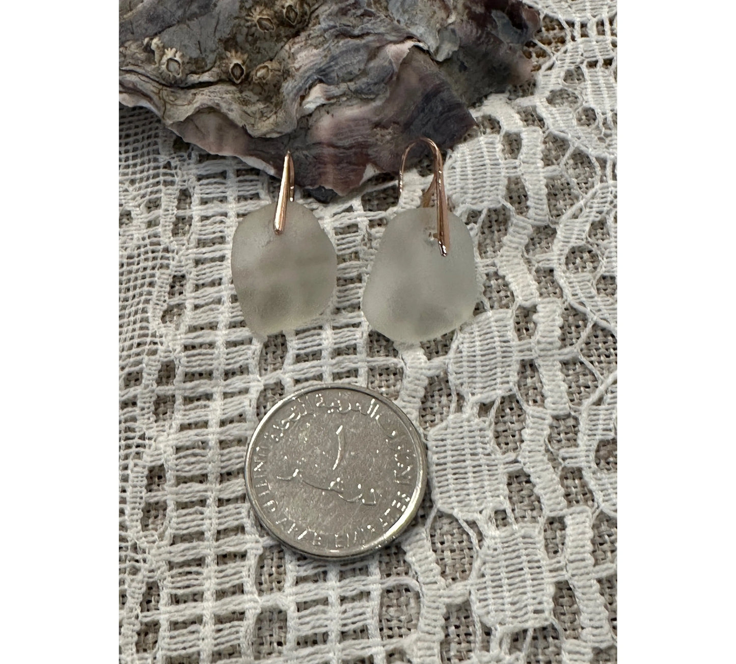 Sea Glass Silver Earrings- Rose Gold The Big Little Shop