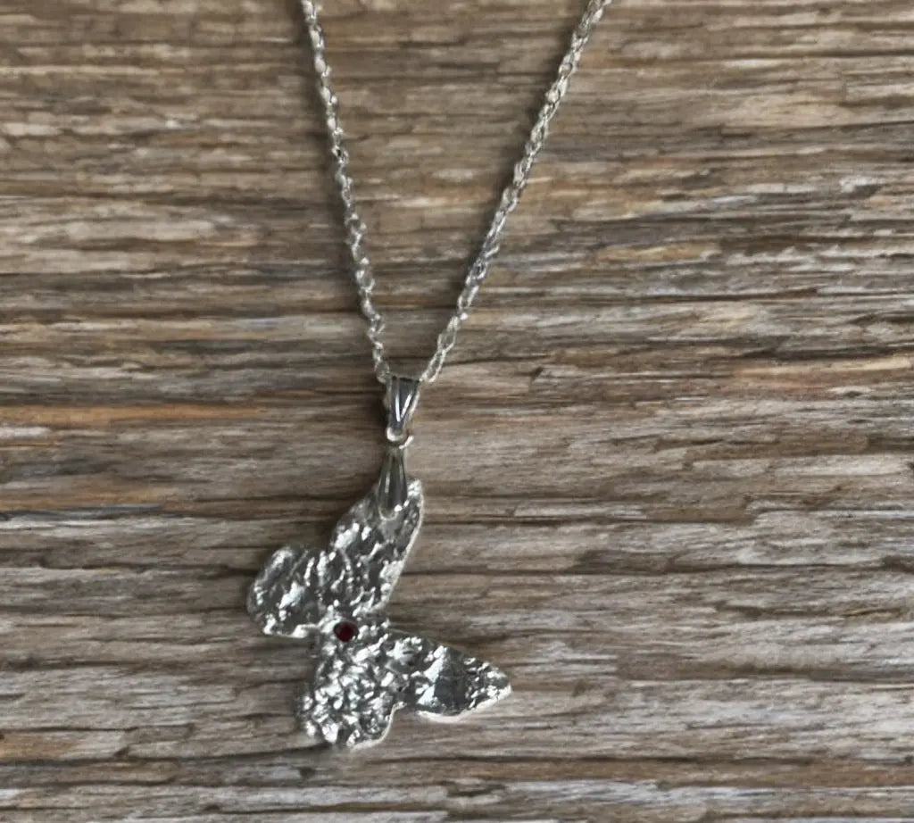 Handmade Silver Butterfly Necklace with gemstone The Big Little Shop
