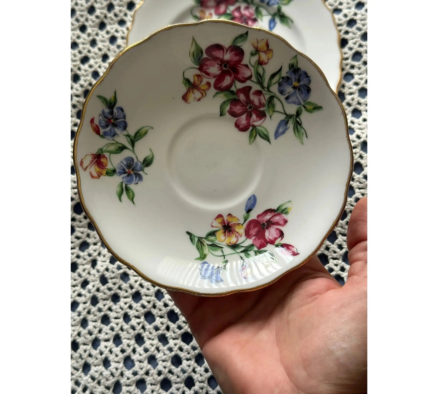 🌸 Yellow Orchid Floral Ceramic Necklace (Vintage Upcycled Pendant)