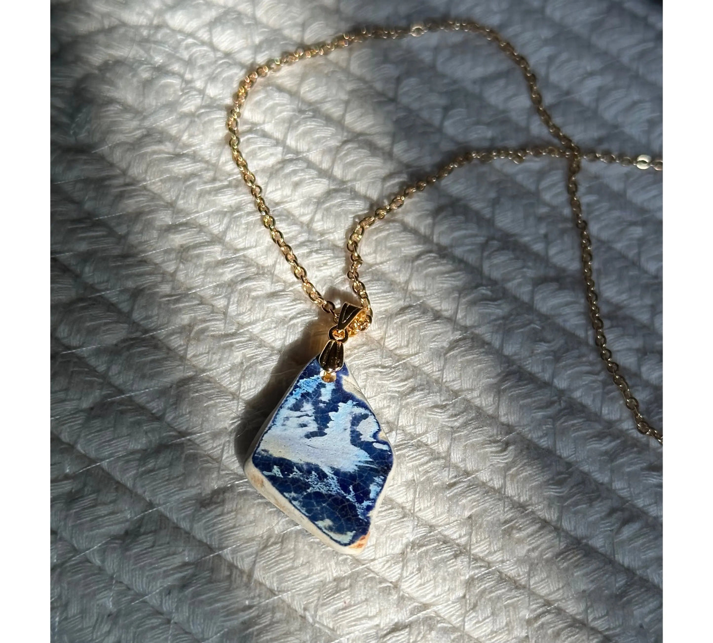Handmade Sea Pottery Gold-plated Necklace Sustainable Jewelry by The Big Little Shop in Dubai