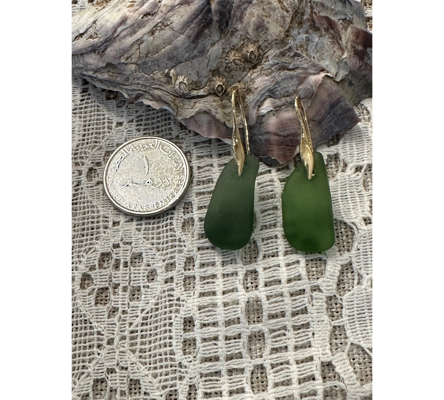 Sea Glass Silver Earrings- Gold plated The Big Little Shop