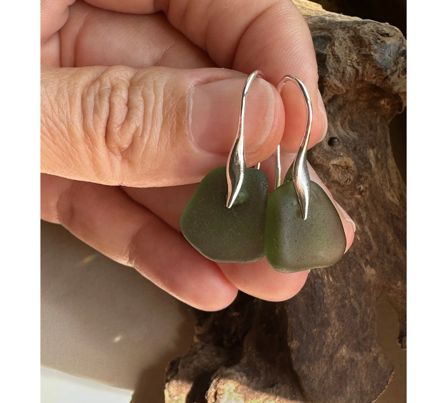Sea Glass Silver Earrings (Design 2) The Big Little Shop