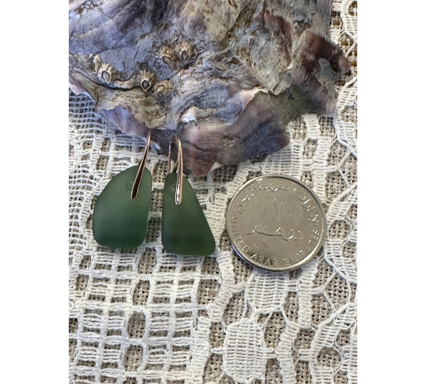 Sea Glass Silver Earrings- Rose Gold The Big Little Shop