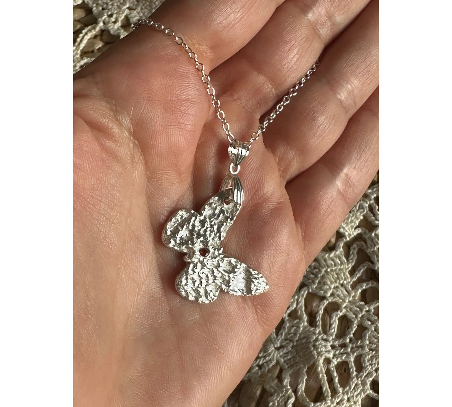 Handmade Silver Butterfly Necklace with gemstone The Big Little Shop