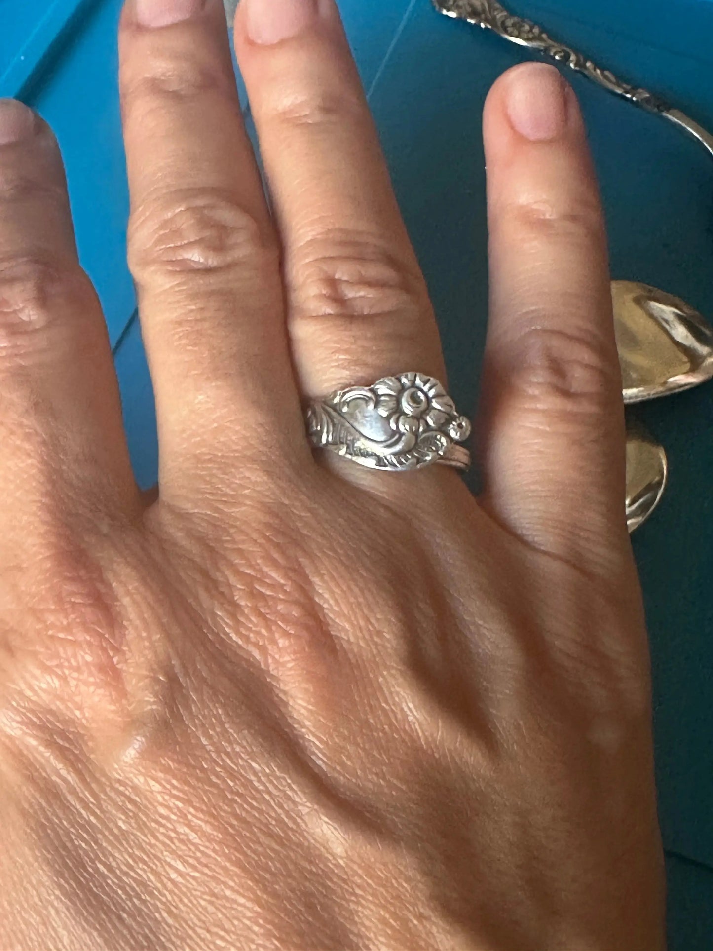 Vintage Swedish Spoon Floral Ring