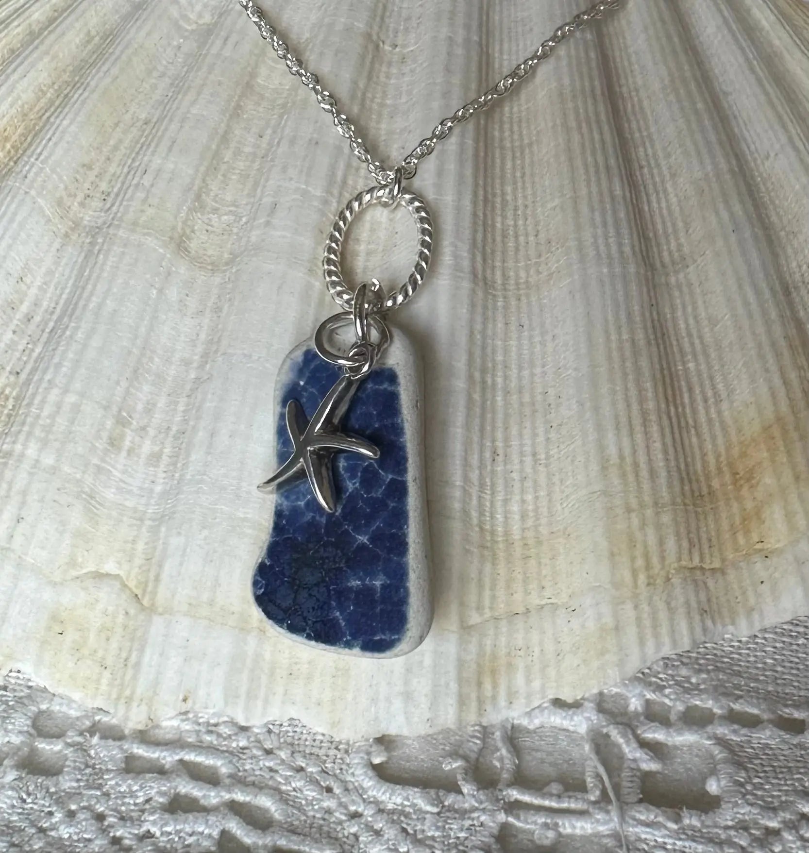SOLD OUT- Sea Pottery with Starfish Charm in Sterling Silver The Big Little Shop