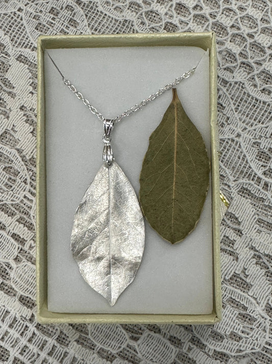 Handmade Silver Bay Leaf Necklace - The Big Little Shop