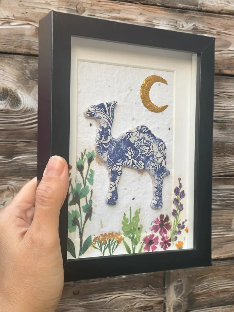 Desert Bloom Under a Crescent Moon