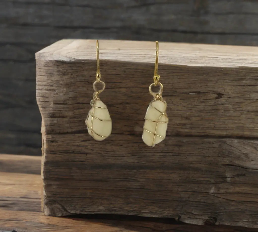 White Milk Sea Glass Gold-Plated Silver Earrings The Big Little Shop