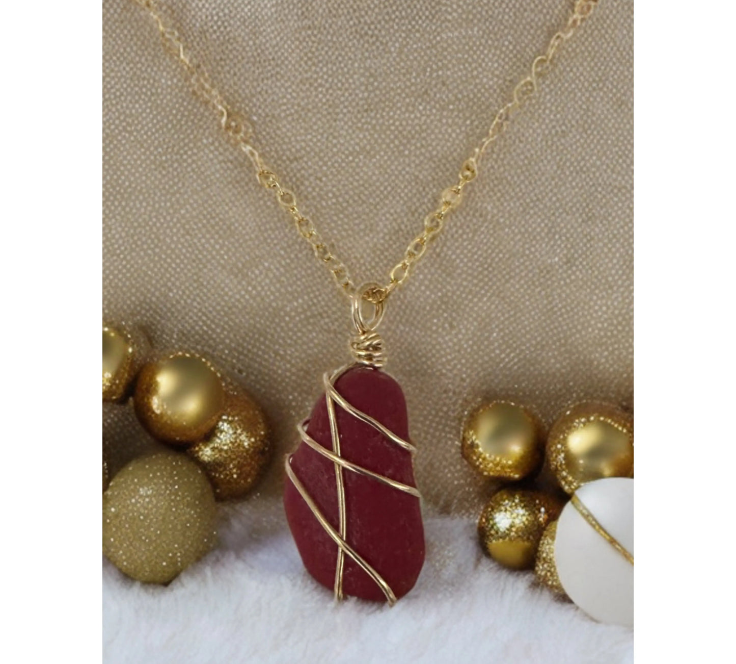 Ultra Rare Red Sea Glass Gold-filled Necklace The Big Little Shop