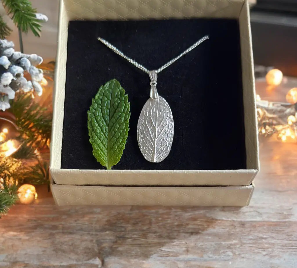 Silver Mint Leaf Necklace The Big Little Shop