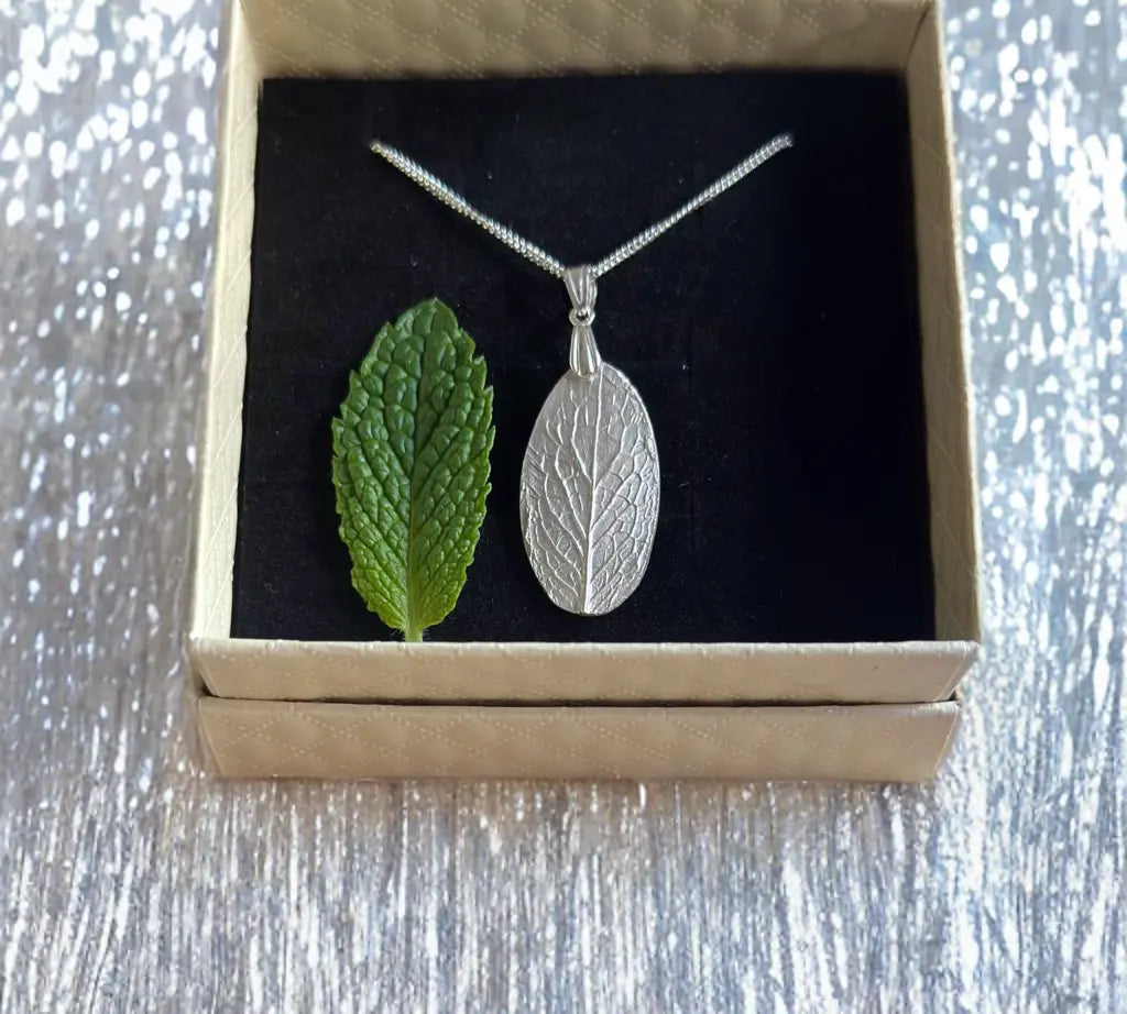 Silver Mint Leaf Necklace The Big Little Shop