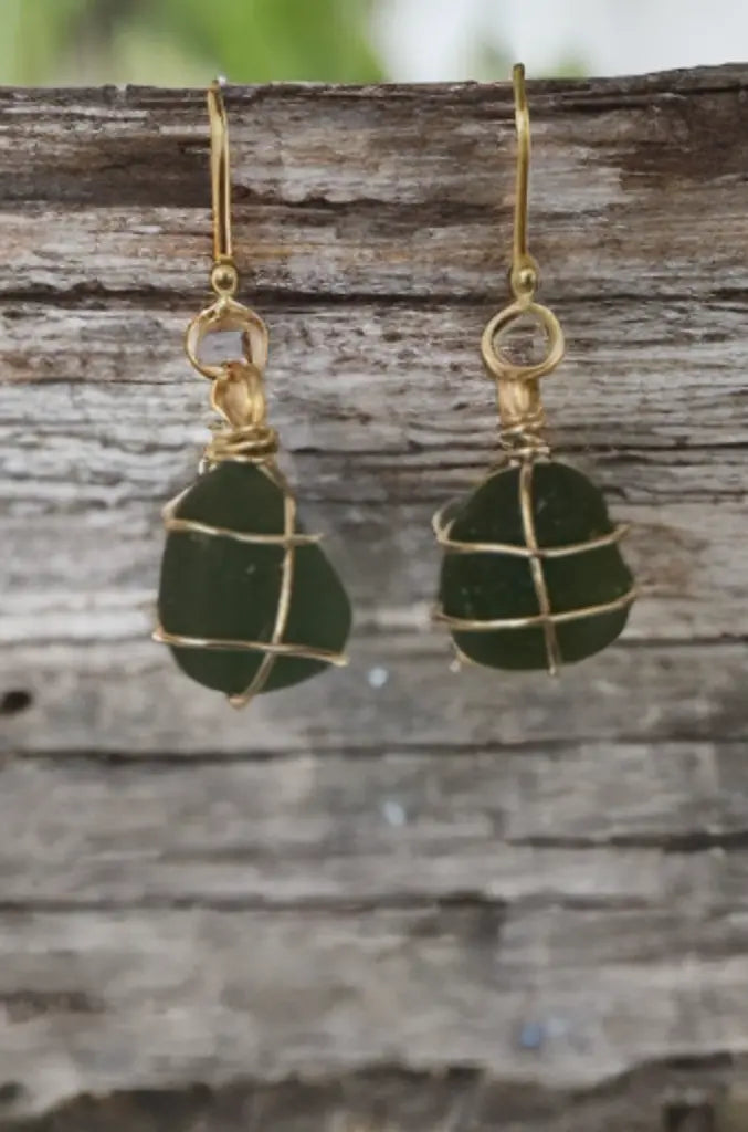 Sea Glass Gold-Plated Silver Earrings The Big Little Shop