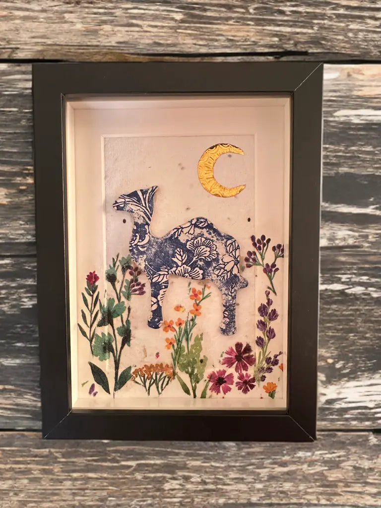 Desert Bloom Under a Crescent Moon