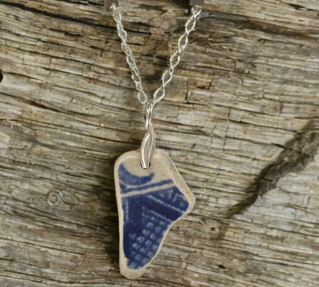 Sea Pottery Silver Necklace - sustainable upcycled jewelry handmade by The Big Little Shop in Dubai