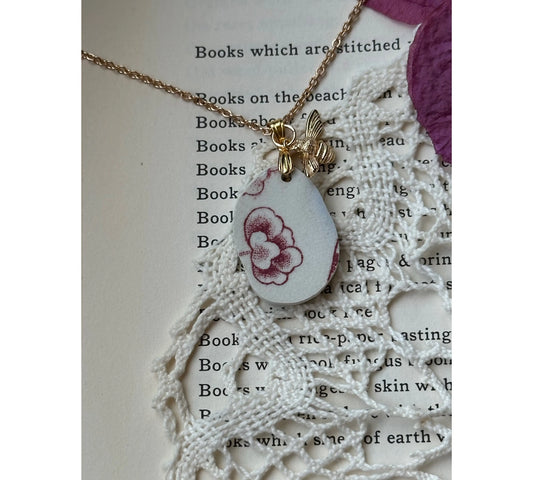 SOLD-Handmade Sea Pottery Necklace Gold-plated