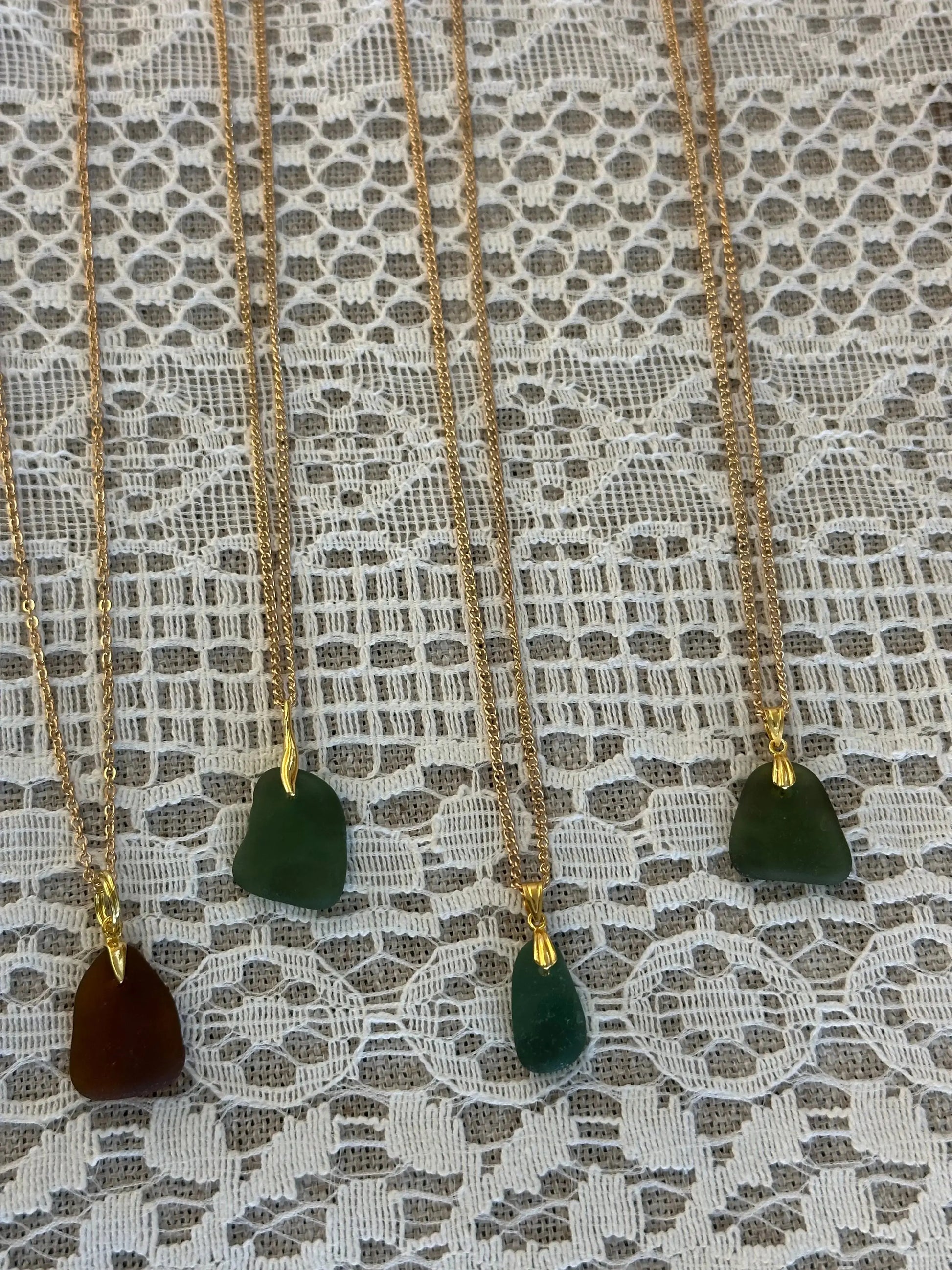 Green Sea Glass Gold-plated Necklace The Big Little Shop
