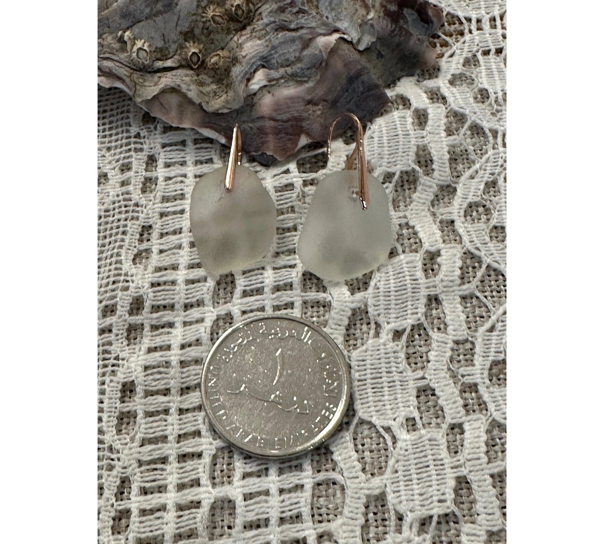 Sea Glass Silver Earrings- Rose Gold The Big Little Shop