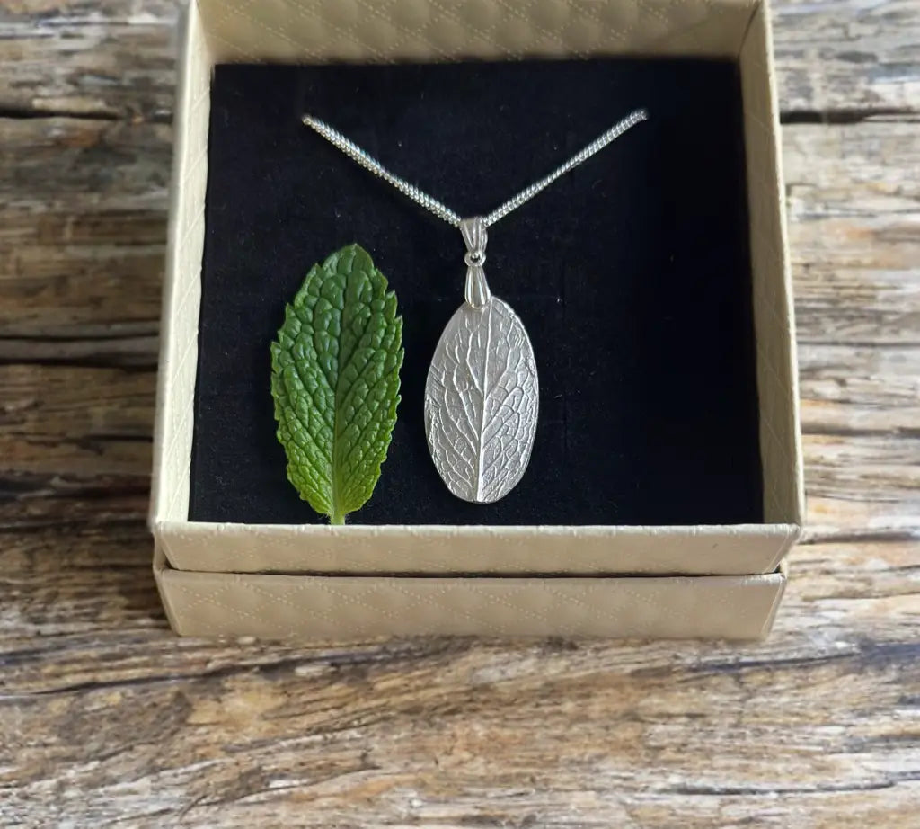 Silver Mint Leaf Necklace The Big Little Shop