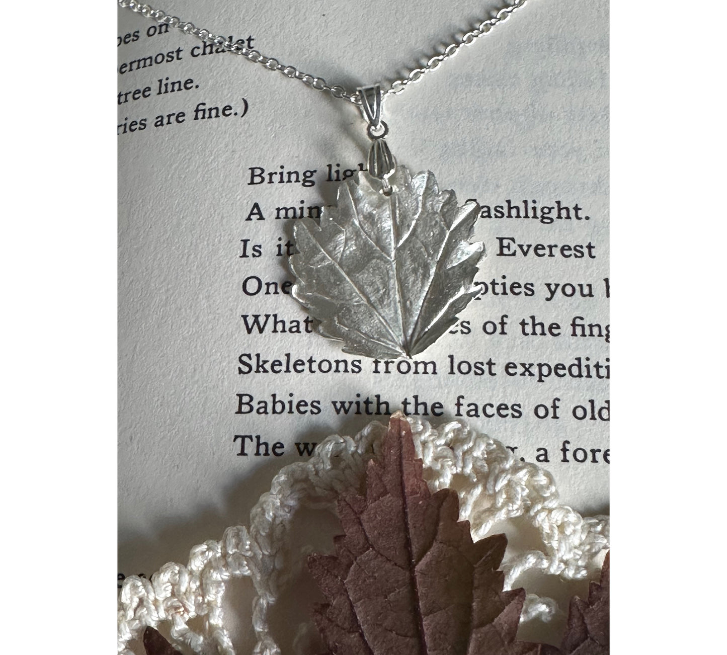 Handmade Silver Hibiscus Leaf Necklace- Sustainable handmade silver jewelry by The Big Little Shop in Dubai