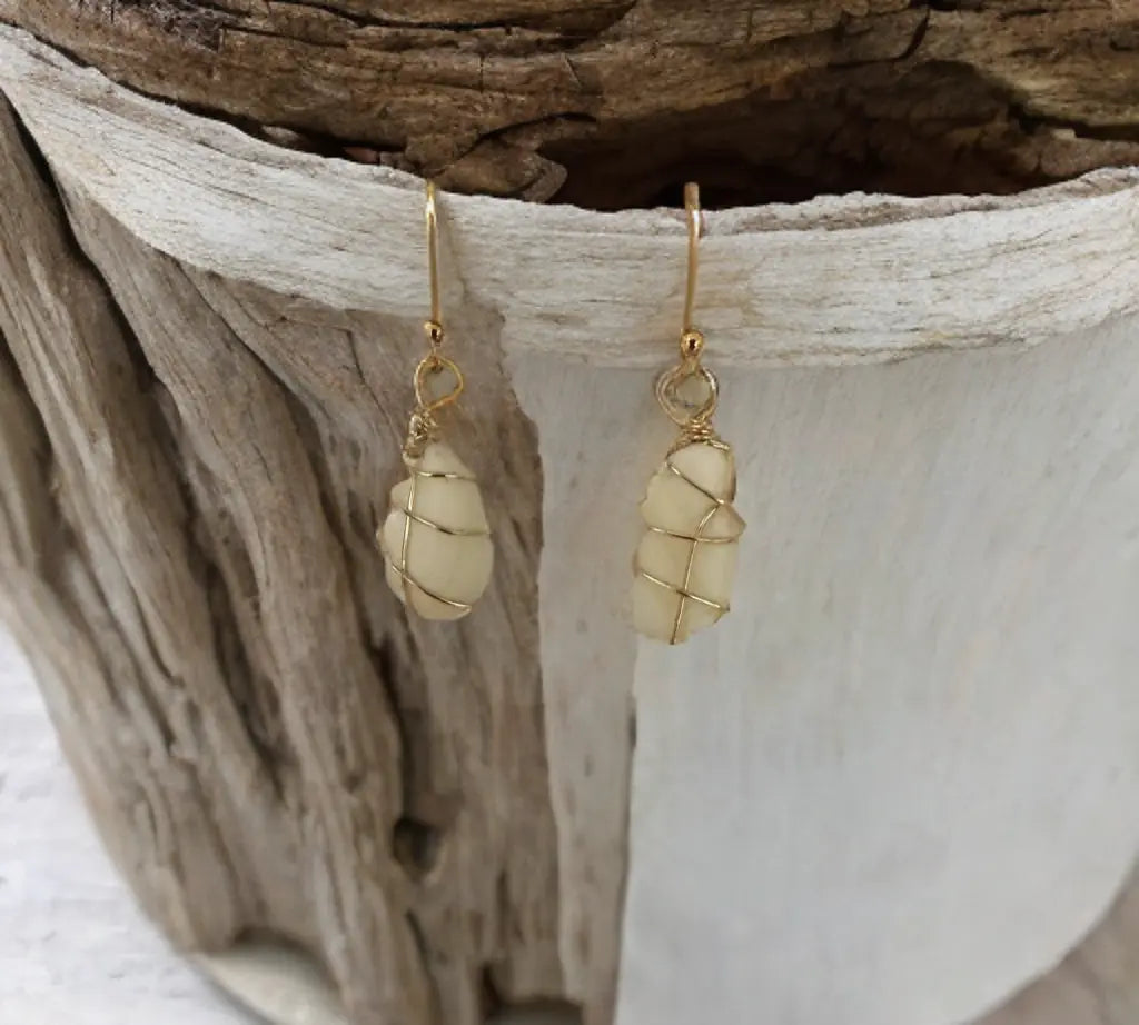 White Milk Sea Glass Gold-Plated Silver Earrings The Big Little Shop