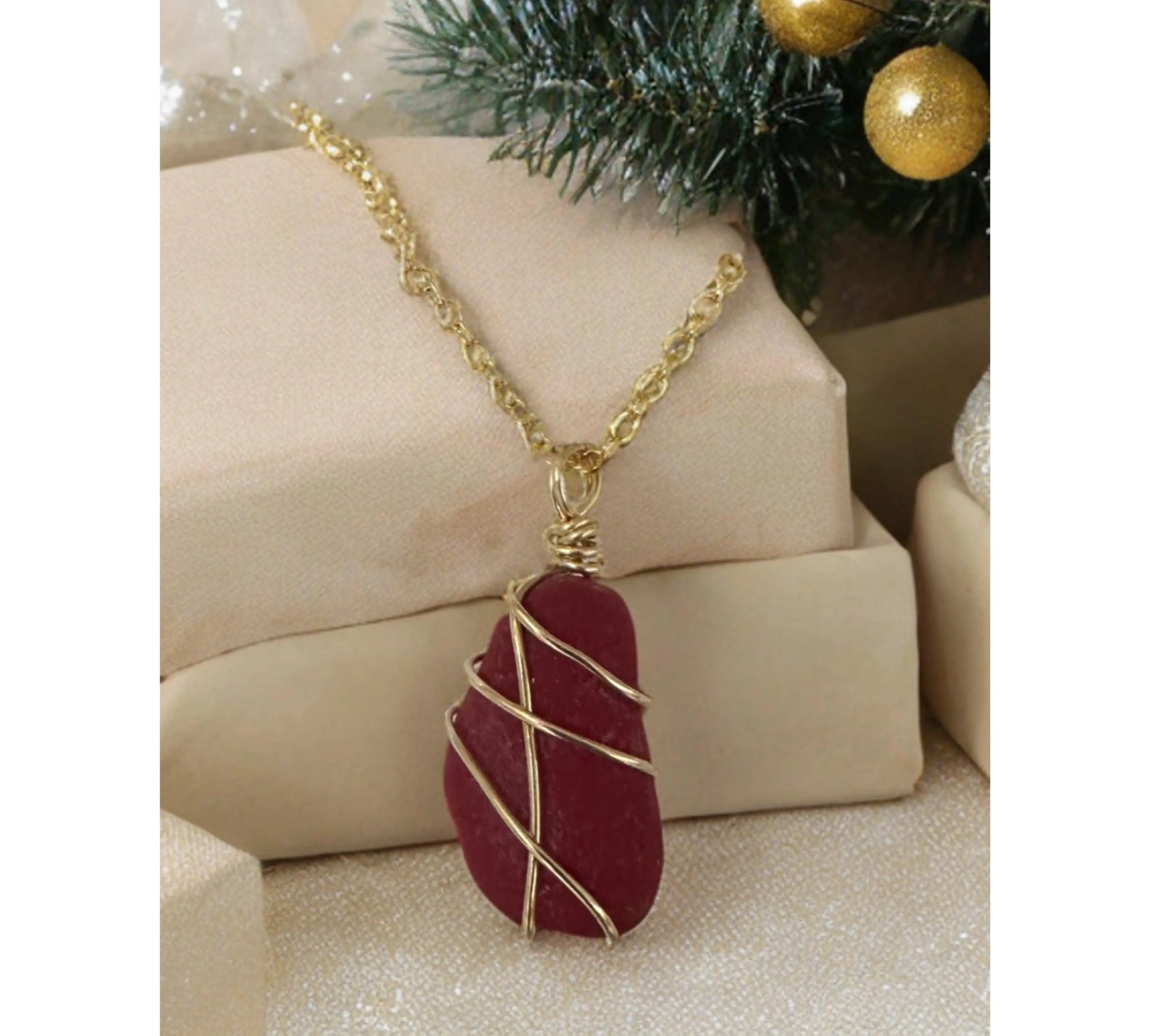 Ultra Rare Red Sea Glass Gold-filled Necklace The Big Little Shop