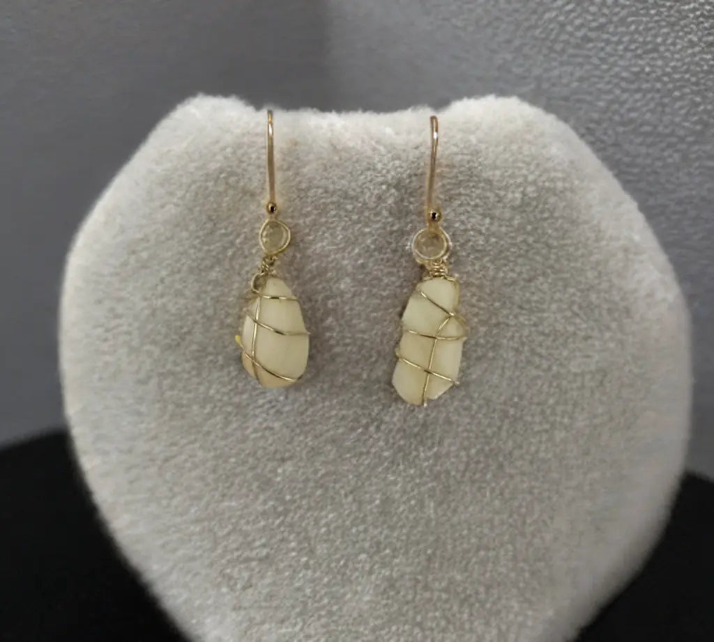 White Milk Sea Glass Gold-Plated Silver Earrings The Big Little Shop